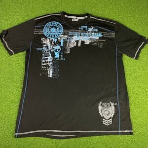 Y2K Vertical Black Doing Your Game Cool Innovation Graphic Punk T-Shirt Sz 3XL
